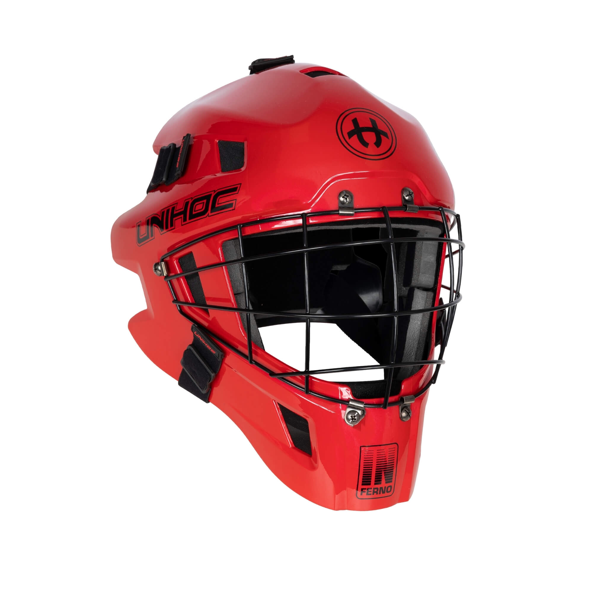 Unihoc Målvaktshjälm INFERNO 44 (Round Cage) Red-Innebandy24