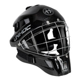 Unihoc Goalie Helmet INFERNO 44 (Round Cage) Black/Silver