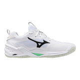 Mizuno Floorball Shoes WAVE Stealth Neo 2 White/Black/Frozen Emerald