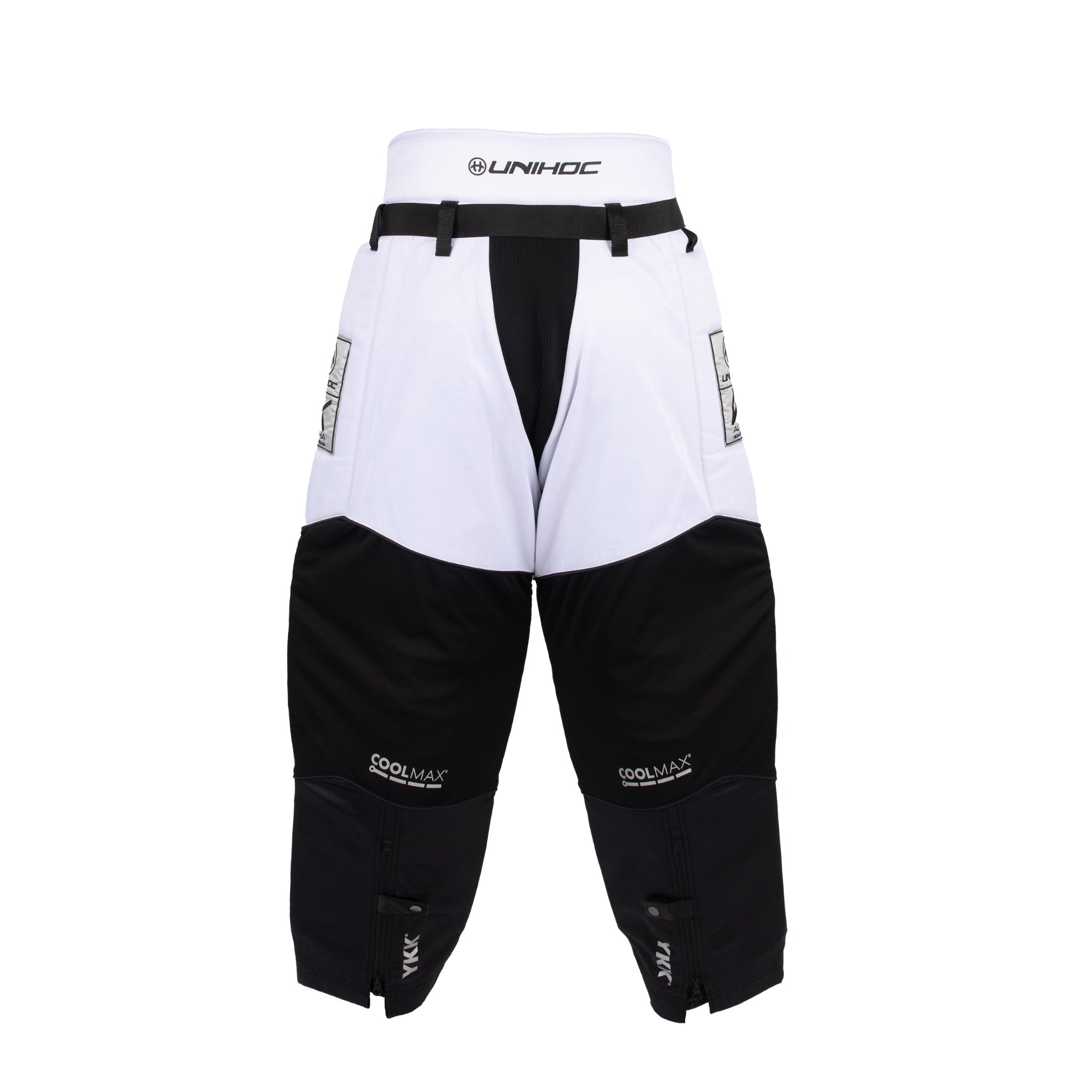 Unihoc Målvaktsbyxa Alpha White/Black, Vit/Svart målvaktsbyxa från Unihoc, Bild på baksidan